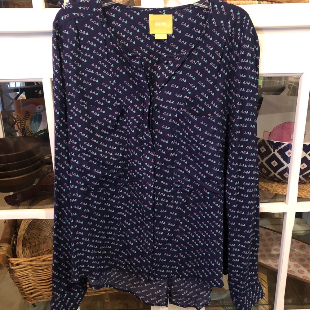 Anthropologie Maeve Bird Print Blouse